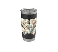 Corazones de patchwork Cottagecore Vaso térmico de acero inoxidable de doble pared