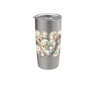 Corazones de patchwork Cottagecore Vaso térmico de acero inoxidable de doble pared