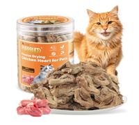 Corazones de Pollo liofilizados, 100g Snack Liofilizado de Pollo para Gatos, Crujientes Snack para Gato Perros, Golosinas para Gatos Icas en Proteínas