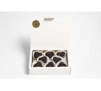 Corazones de Trufa de Chocolate Negro. Mazapanes Barroso. Regalo Ideal Cumpleaños, Aniversarios, Fiestas,... Madres, Padres, Abuelos, Amigos, Enamorados y Niños. Caja Regalo 16 Unidades. 250 gramos.