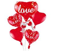 Corazones decoracion, pack de globos rosas y globos corazon, pack de globos metalizados, decoración san valentín y aniversario pareja, globos te amo.