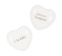 Corazones decorativo de porcelana blanca con inscripción dorada