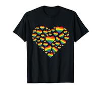 Corazones del arco iris formando un corazón Camiseta