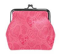 Corazones dibujados a mano con patrón rosa monedero Kiss Lock cambio monedero vintage baratijas bolsa, Multicolor 18, Talla única, Organizador de bolsas