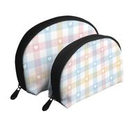 Corazones En Pastel Azul Rosa, Bolsa de Maquillaje de Concha, Monedero pequeño para Mujer, Bolsa de artículos de tocador, Bolsa de cosméticos, 2 Piezas