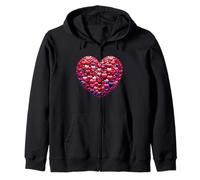 Corazones en patrón de corazón rojo rosa púrpura Sudadera con Capucha