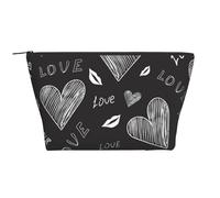 Corazones Escritos a Mano con Palabras de Amor, Bolsa de artículos de tocador Bolsa de Maquillaje Bolsa de cosméticos Bolsa de artículos de tocador de Viaje portátil