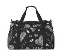 Corazones Escritos a Mano Palabras de Amor,Bolsas Deportivas, Bolsos de Viaje Deportivos Cruzados de Mano, Bolsas de Viaje de Gran Capacidad para Mujeres y Hombres.