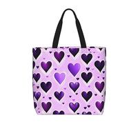 Corazones Morados De Moda Bolsa De Mano Versátil Bolsa De Compra Plegable Bolsas De Compra Para Fitness Viajes Mujer