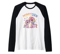 Corazones pastel de unicornios lindos de Mimicorn Camiseta Manga Raglan