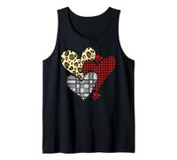 Corazones Patchwork Rústico Leopardo Cuadros Amor Camiseta sin Mangas