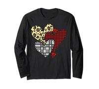 Corazones Patchwork Rústico Leopardo Cuadros Amor Manga Larga