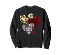 Corazones Patchwork Rústico Leopardo Cuadros Amor Sudadera