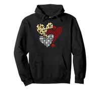 Corazones Patchwork Rústico Leopardo Cuadros Amor Sudadera con Capucha