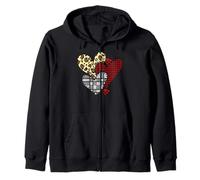 Corazones Patchwork Rústico Leopardo Cuadros Amor Sudadera con Capucha