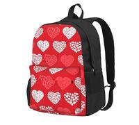 Corazones rojos y blancos y amor,Mochila con bolsillos, mochila informal para el día a día, resistente al agua, ideal para la escuela, viajes