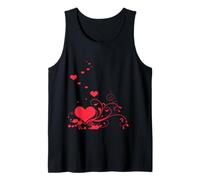 Corazones Y Elegante Curling Florece Ilustración Rojo Camiseta sin Mangas