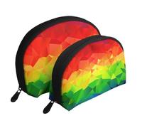 Corbata Colorida del Arco Iris, Bolsa de Maquillaje de Concha, Monedero pequeño para Mujer, Bolsa de artículos de tocador, Bolsa de cosméticos, 2 Piezas