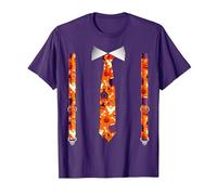 Corbata con Tirantes con Calabazas Tuxedo para Halloween Camiseta, Hombre, Morado, 3XL