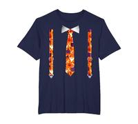 Corbata con Tirantes con Calabazas Tuxedo para Halloween Camiseta, Hombre Tallas Grandes, Azul Marino, 2X Alto