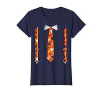 Corbata con Tirantes con Calabazas Tuxedo para Halloween Camiseta, Mujer, Azul Marino, XS