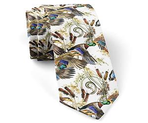 Corbata De Boda Acuarela de patos, ánades reales, plantas acuáticas, moda
