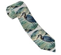 Corbata De Hombre Acuarela De Garza Azul Grande Elegantes Mens Tie Clásico Accesorios De Traje Para Cosplay Negocios Celebraciones