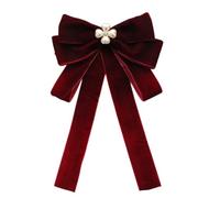 Corbata de lazos de terciopelo de para mujer con detalles de diamantes de imitación para vestidos de noche Broche de pajarita preatada Pin Clip de corbata de lazo preatada, Red VELVET BLACK FOUR LE