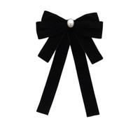 Corbata de lazos de terciopelo de para mujer con detalles de diamantes de imitación para vestidos de noche Broche de pajarita preatada Pin Clip de corbata de lazo preatada, Black VELVET BLACK DROPS