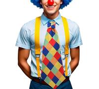 Corbata de Payaso con Rombos Multicolor para Disfraz, Talla Única