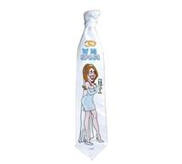 Corbata del novio con estampado simpático y texto W LA SPOSA con anillos alianzas de boda