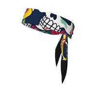 Corbata deportiva para cabeza de tenis con estampado de azúcar y calaveras y flores, para hombres y mujeres, equipos de fútbol y baloncesto