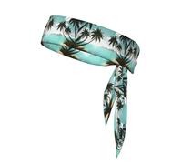 Corbata deportiva para la cabeza, palmeras y estampado de mar transparente, secado rápido, absorbe la humedad, para mujeres, niñas y hombres, entrenamiento, ligero, transpirable