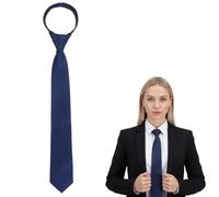 Corbata negra para mujer, lazos ajustables preatados, corbatas sólidas de 2.75 pulgadas para uniformes, corbata escolar de graduación, Azul marino, 14.96 in x 2.17 in