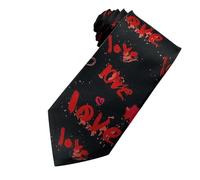 Corbata para hombre con patrón de rosas y osos, elegante para el día de San Valentín, negocios o uso casual, de poliéster, textura similar a la seda, corbata casual de negocios, Amor negro, Talla