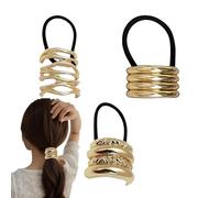 Corbatas de metal para el cabello | 3X Soporte de cola de caballo dorado | Elegante diseño geométrico retro sin daños para uso diario, trabajo y citas | Accesorios para el cabello a la mo