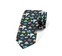 Corbatas De Navidad Motivos Inspirados En El Estilo De Los Aviones: Maletas, Nubes, Estrellas, Cámaras, Billete De Ida. Corbatas De Hombre Color Casual Mens Necktie Tie