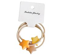 Corbatas elásticas para el pelo con forma de corazón y estrella, para coletas, para niñas, 50 mm de diámetro, color amarillo y azul