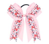 Corbatas para el cabello para el día de San Valentín para mujer, lazo grande de 6 pulgadas, lazos elásticos para el pelo, color rosa, con forma de corazón, soporte para cola de caballo, lazos de