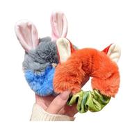 Corbatas para el Pelo con Pompones Linda banda elástica for el cabello con orejas de zorro goma for mujer, coletero, accesorios for(2pcs)