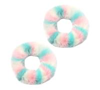 Corbatas para el Pelo con Pompones Paquete de 2 bandas elásticas piel sintética for el pelo, lazos for, soporte for cola caballo, anillo for, accesorios for(Blue Stripes)