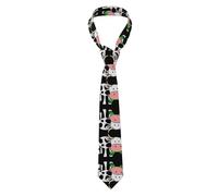 Corbatas para hombre con estampado de vaca pequeña, corbata larga de algodón, ropa formal y de negocios para padrinos de boda, Linda vaca, Talla única