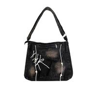 Corbatas Vendajes Bolso de Mezclilla con Amplio Espacio de Almacenamiento Borlas Vintage Jeans Lavados Bolso Bandolera Bolso de Hombro de Mezclilla Lavada Japonesa