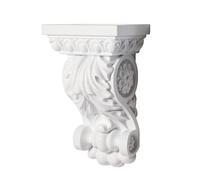 Corbel decorativo tallado de estilo europeo, decoración del hogar de estigma tallado autoadhesivo, soporte de estante de ménsulas for molduras interiores y decoración de paredes(White)