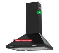 Corberó - campana extractora pirámide 60 cm | kuramathi660b | 621,71 m3/h | 69db | 168w | 3 velocidades | control con pulsador | luz led | 2 filtros de aluminio + filtro carbon | negro