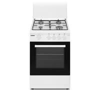 Corbero - Cocina a Gas Natural | Capacidad 43L | CCSF45020NW | 4 Fuegos | Tapa Fogones de Metal | Puerta Horno Doble Cristal | Bandeja y Parrilla Cromada | Desconexión Automática Seguridad FFD, Blanco
