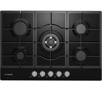 Corberó - placa gas cristal lux 75cm | cpcgm5f5026n | 8.5kw| 5 zonas | zona wok | autoencendido | capa protección clean+ | desconexión automática | negro 9 cm