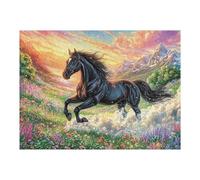 Corcel Negro en el Campo Puzzle 500 Piezas Impossible Creativo Cute Pet Companion Rompecabezas 3D Obra De Arte para Toda La Familia Juguete Educativo Decoración 500 PCS