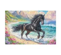 Corcel Negro Puzzle 1000 Piezas Familiar Pasatiempo Cute Animals Accompany Rompecabezas 3D para Familia Juguete Educativo Construir Maquetas Aliviar Estrés 1000 PCS