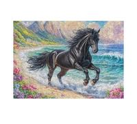 Corcel Negro Puzzles 300 Piezas Obra De Arte Decorativa Cute Animals Accompany Rompecabezas Familiar para Adultos DIY Creativo Aliviar Estrés Portátil 300 PCS